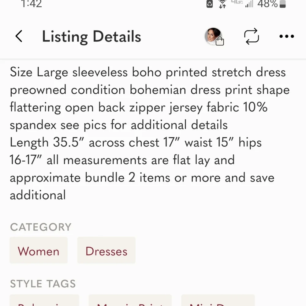 Flying Tomato Mosaic stretch printed dress size L - Picture 4 of 7